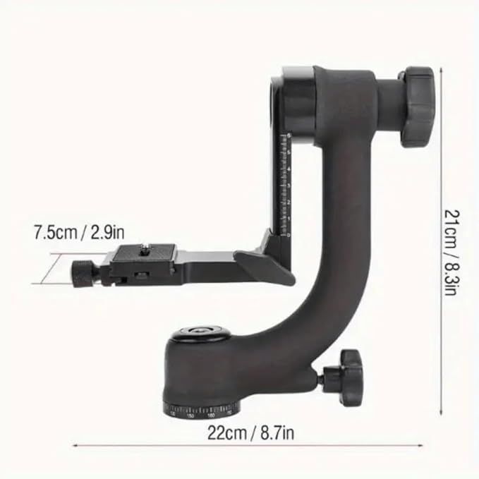 Aluminum Alloy Gimbal Tripod Head with 1/4" Quick Release Plate - 360° Rotating Ball Head, Smooth Pan & Tilt for DSLR, Live Streaming, Bird Watching, Outdoor Shooting Stabilizer, Camera Stabilizer