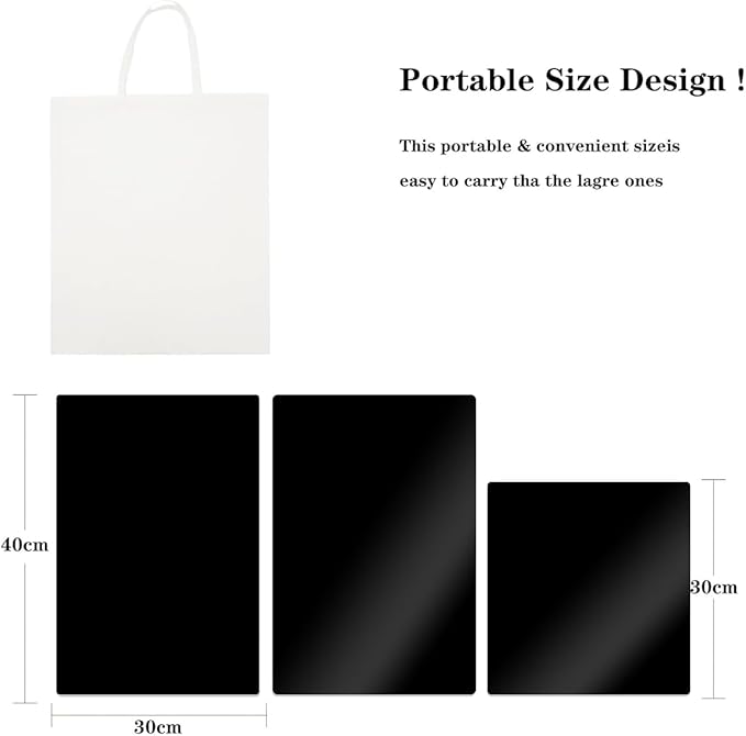 2 PCS Board Photo Backdrop, 16x12 Inch Black Double Sided Matte and Reflective Waterproof Backdrop Boards for Photography with 2 PCS Bracket for Flat Lay