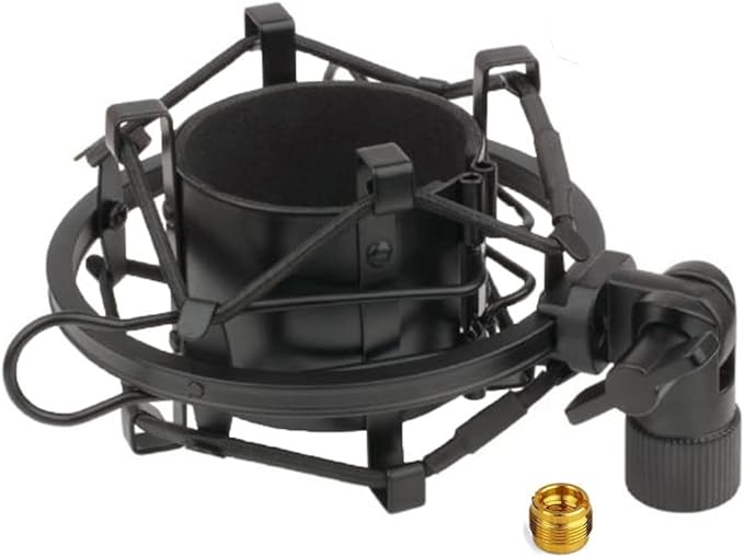 Black Universal Microphone Shock Mount for Large Diameter Diameter 48-51mm Condenser Microphone Metal Construction