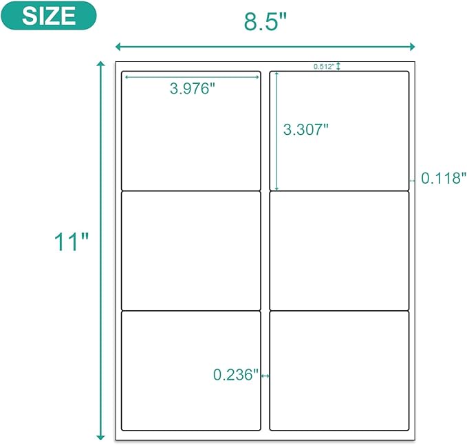 MFLABEL 3-1/3" x 4" FBA Address Labels, 6-Up, White, Laser/Ink Jet Printer Compatible, 6 Per Page (24000 Labels, 4000 Sheets)
