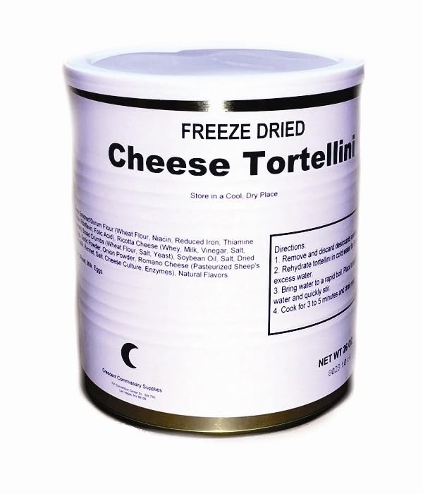 Freeze Dried Cheese Tortellini Can with Delicious Ricotta & Romano Cheeses Emergency Food Supply | Hunting, Survival, Camping, Backpacking Long Term Food Storage (25+ years shelf life) Pack of 6
