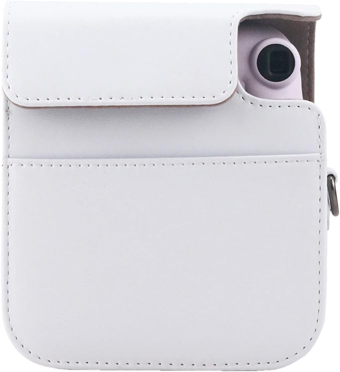 Frankmate Protective Case Compatible with Fujifilm Instax Mini 12 Instant Film Camera with Accessory Pocket and Adjustable Strap (White)