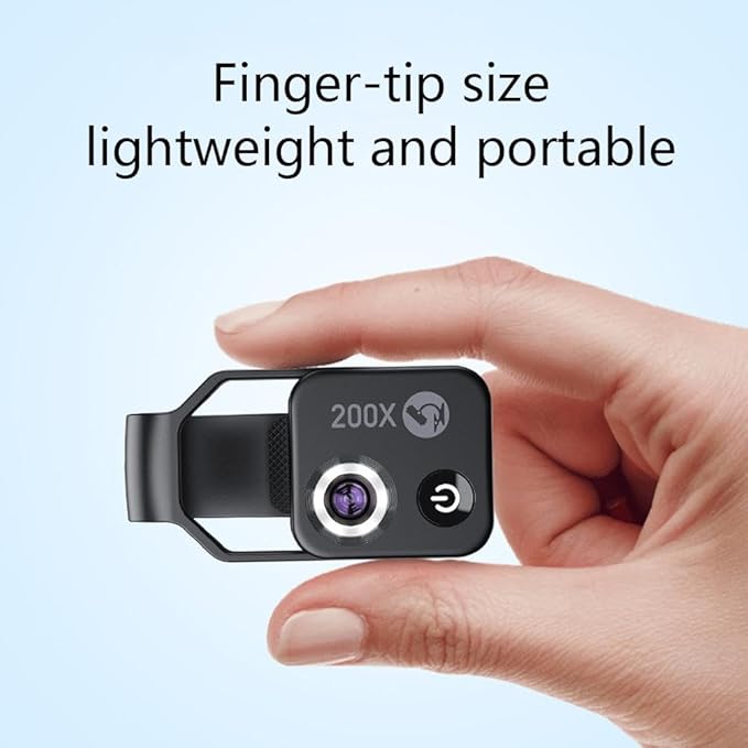 Nano Zoom 200x for iPhone, Phone Microscope Lens, 200x Phone Mini Pocket Microscope, Nanozoom 200x Magnification Zoom with CPL Polarizing Filter for iPhone, with LED Hd (MS002CBK with CPL)