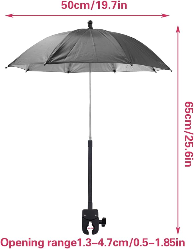 SnowTing Umbrella Chair Clamp for Cameras, Flexible Adjustable Gooseneck Camera Rain Cover, Tripod Sun Shade Umbrella for Outdoor Photographing, Filming, Live Streaming, 20 Inch Diameter, Black