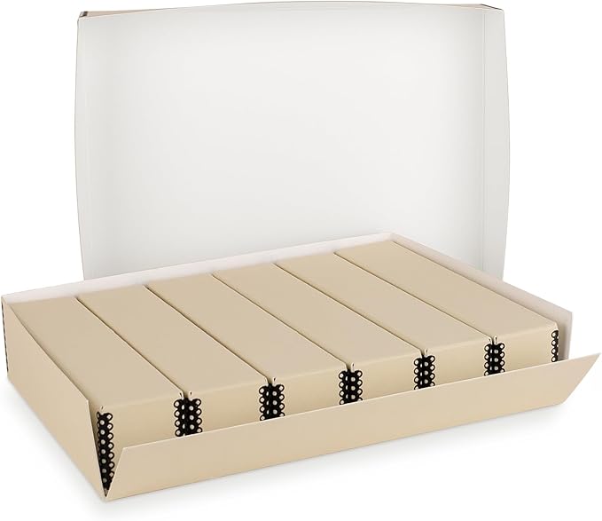 Golden State Art, Archival Slide Storage Box, Acid-Free Metal Edge Organizer With 6 Inner File Cases, Holds Up to 840 Films, For Storing Photos and Negatives, 15.5" x 11.5" x 3" (Tan)