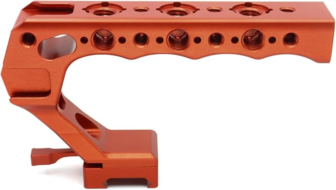 SZYingXian NATO Top Handle, Quick Release NATO Grip with 4 Cold Shoe Adapters for DSLR Camera Cage, Universal Top Handle with 3/8-16 and 1/4-20 Thread Holes (Orange)
