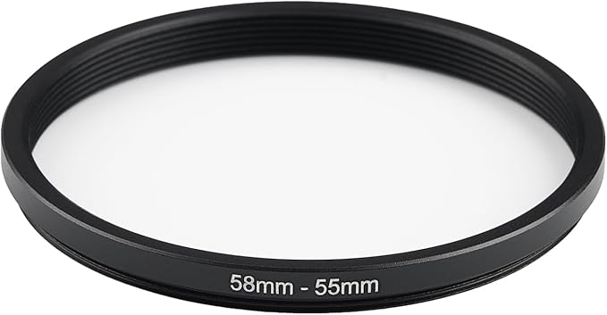 58mm to 55mm Step-Down Ring Filter Adapter,for All Brands UV ND CPL, Metal Ring Step-Down Rings Adapter Filter (58mm-55mm)