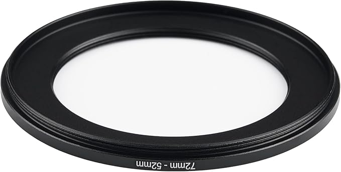 72mm to 52mm Step Down Ring Filter Adapter Applicable to All Brands of UV ND CPL Filter (72mm-52mm)