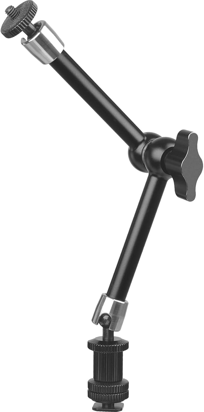 ChromLives 11 Inch Magic Arm Adjustable Articulating Friction Camera Arm W/ 1/4" Thread Screw and Hot Shoe Mount Compatible with DSLR Camera Rig, LED Lights, Flash Light, LCD Monitor