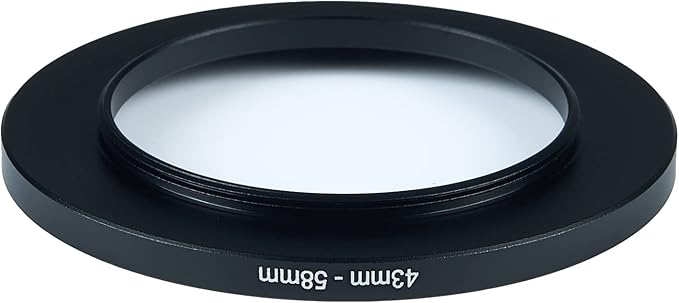 43mm to 58mm Step-Up Ring Filter Adapter for All Brands UV ND CPL Metal Ring Step-Up Rings Adapter Filter (43mm-58mm)
