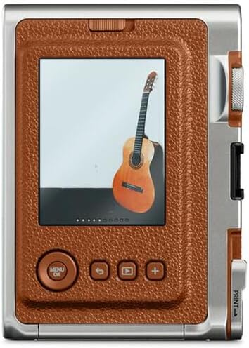 FUJIFILM INSTAX Mini EVO Hybrid Instant Camera Brown + Fuji Instax Film 20 Sheet + Custom Case & Album 32GB Micro SD Memory Card Accessory Bundle
