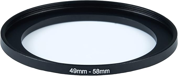 49mm Lens to 58mm Camera Lens Adapter 49mm to 58mm Step Up Ring Adapter Ring for All Brands of UV ND CPL, with Premium Lens Wiping Cloth 2 Pack (49mm-58mm)