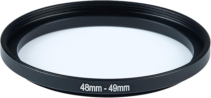 48mm Lens to 49mm Camera Lens Adapter 48mm to 49mm Step Up Ring Adapter Ring for All Brands of UV ND CPL, with Premium Lens Wiping Cloth 2 Pack (48mm-49mm)
