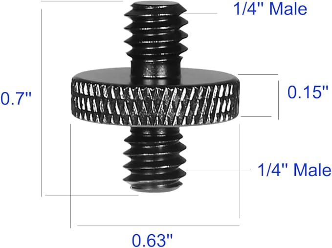 6 Pack 1/4" Male to 1/4" Male Camera Mount Screw Tripod Mount - Precision Made