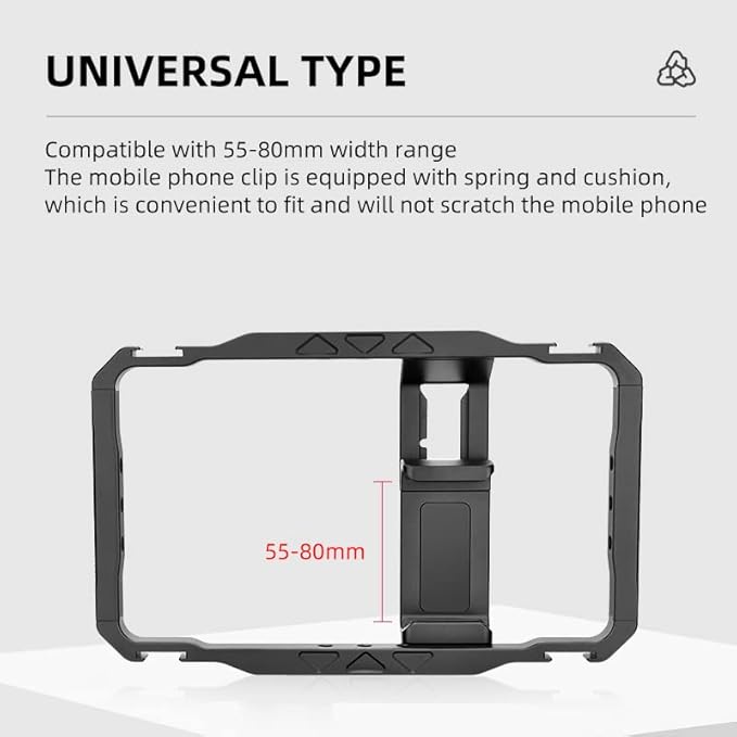 Universal Phone Video Rig Kit Compatible with iPhone 14 13 Pro Max Wooden Side Handle Grip for Ring Light Bracket Tripod Phone Holder Vlog
