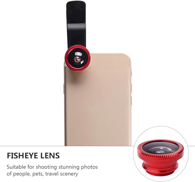 3 in 1 Smartphone Camera Lens Kit Macro Wide Angle Fisheye Clip-on Phone Lens Set and Black Clip Compatible for Mobile Photography and Video Accessories