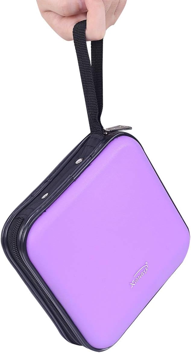 CD DVD Wallet, 32 Capacity Heavy Duty, DVD CD Case Holder for Car,Portable DVD/VCD Storage Disk, Hard Shell Sturdy case, Car CD Disk Holder, Booklet, Blu-ray Wallet (32 Capacity,Purple)