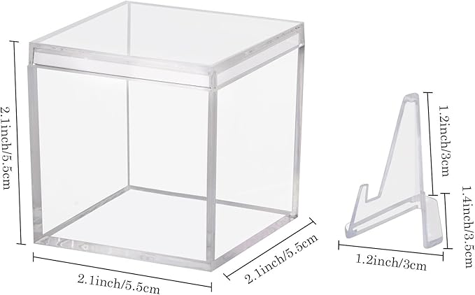 12 Pack Championship Ring Display Case Clear Acrylic Ring Case Display Box for Sports Baseball Softball Football Golf Single Ring Coin Holder Stand, 2.16 Inch