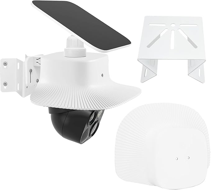Corner Camera Mount and Camera Rain Cover Only Compatible with Eufy Security SoloCam S340,Sun Rain Shade,Weatherproof Anti Glare Cover,Steel Metal Wall Mount for Outdoor Camera,White