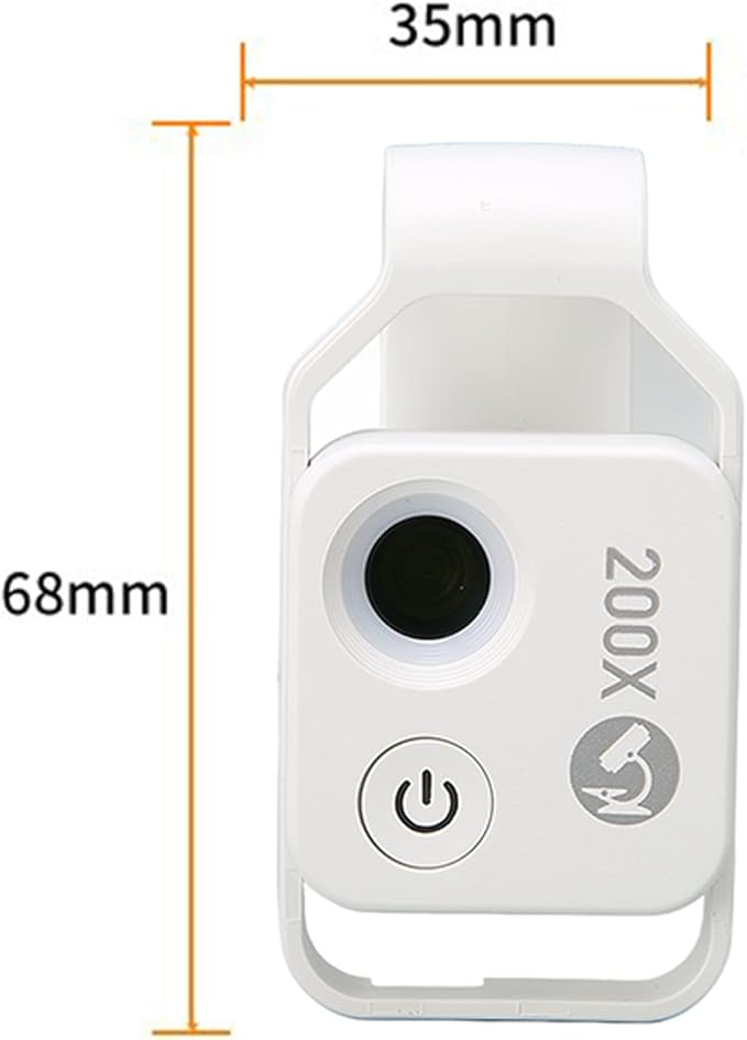 flexman 200X Mini Phone Microscope with CPL Lens, USB Rechargeable Pocket Microscope with Universal Phone Clip, Digital Microscope Camera Attachments for Smartphones(White)