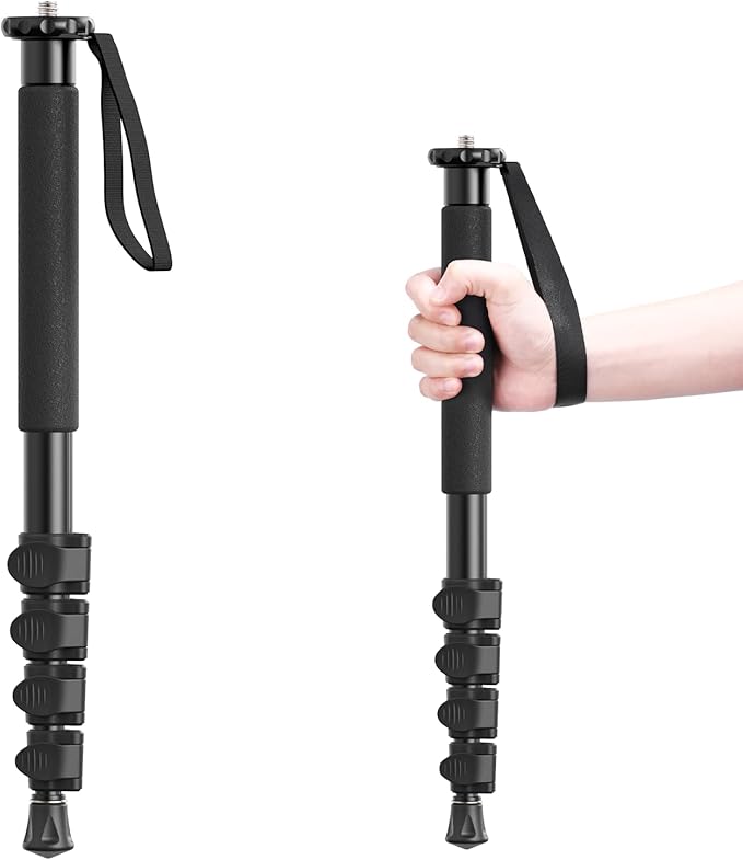 ULANZI TB12 61-Inch Camera Monopod - Portable Tripod & Monopod Photography Stick with 5-Section Height, Aluminum Compact Travel Camera Stick for Canon, Nikon, Sony Mirrorless, DSLR, Easy to Carry