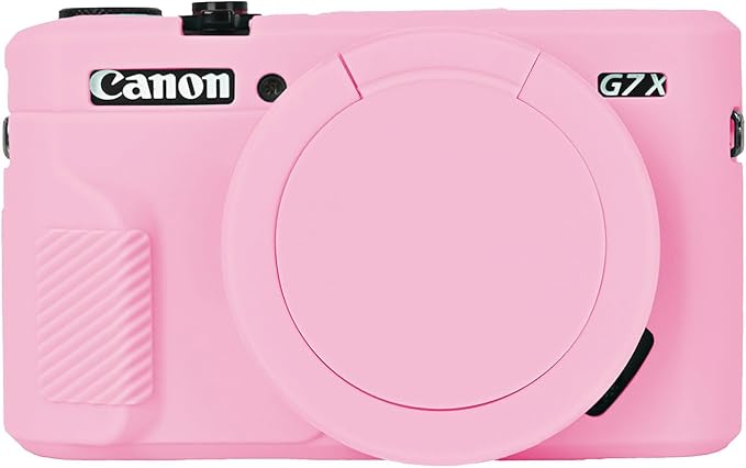 Easy Hood G7X Mark II Case, Protective Case for Canon Powershot G7X Mark II Digital Camera, Removable Lens Cover Silicone Sleeve Soft Camera Cover Rubber Protective Body Skin - Pink