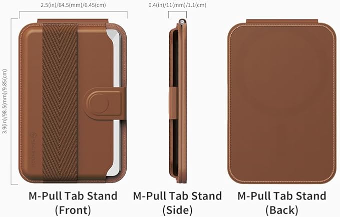 Sinjimoru Magnetic Wallet for iPhone, Phone Wallet with Adjustable Stand, Compatible with MagSafe, Brown