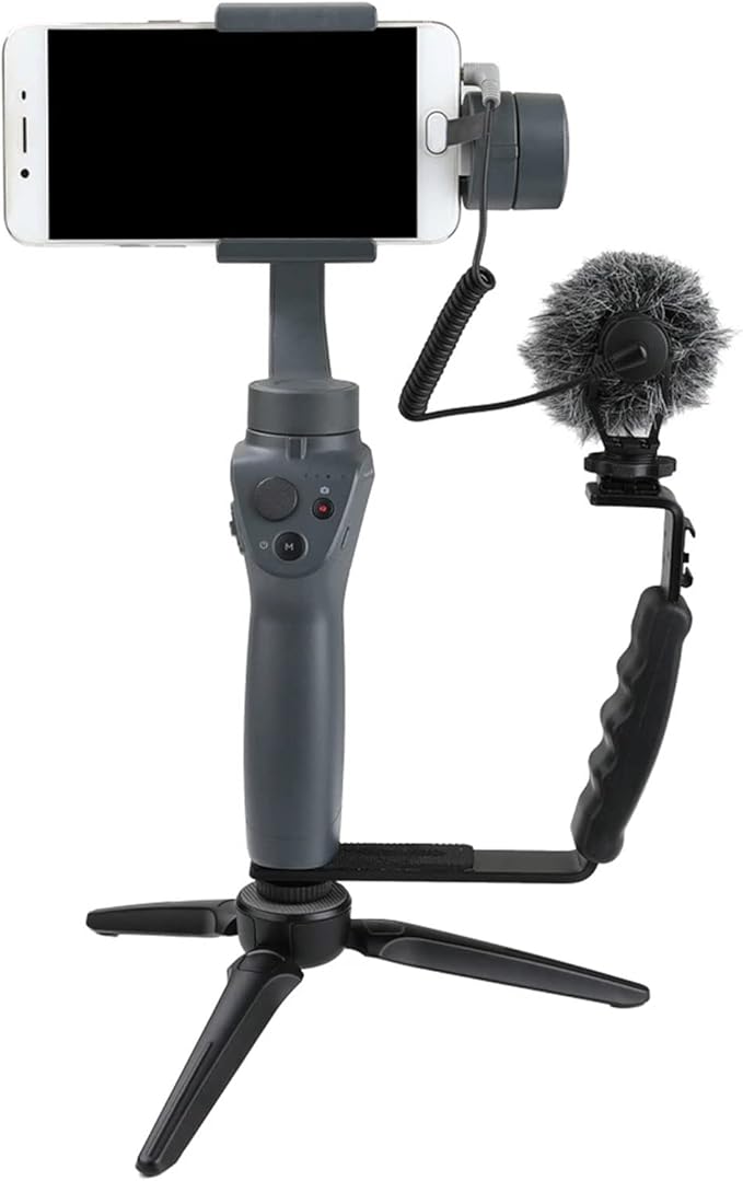 Camera Stabilizer Handle Grip Mounting Extension L-Bracket with Cold Shoe 1/4'' Adapter for Mobile 3 Extension L Bracket