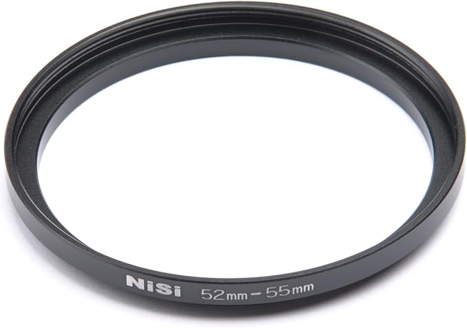 NiSi 52-55mm Pro Step-Up Ring - Threaded Stepping Adapter, 52mm Male Lens Attachment 55 mm Female Filter and Accessory Thread - Anodized Aluminum, Matte Black Finish