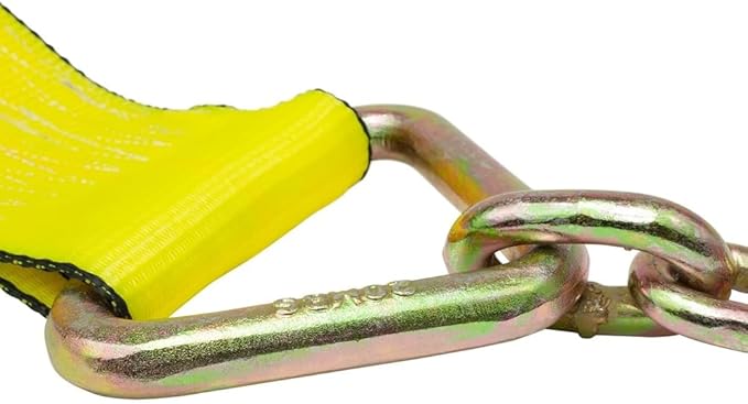 Mytee Products 4" x30' Winch Straps w/Chain, Flatbed tie Down Straps WLL 5400 lbs (10 Pack)