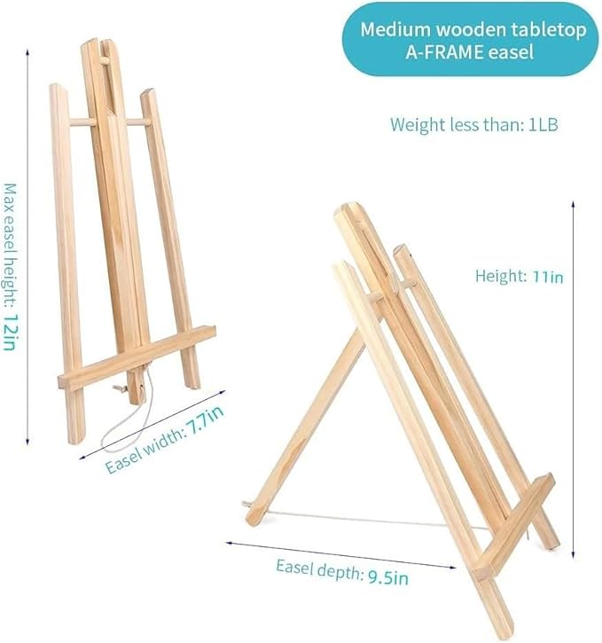 11.8" Wood Easels, Small Tabletop Display Stand, Tripod, Painting Party Easel, Kids Student Tabletop Easels for Painting, Portable Canvas Photo Picture Sign Holder