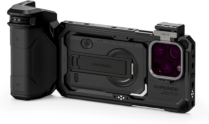 Tilta Khronos Handheld Kit Compatible with iPhone 16 Pro Max – Black | Mobile Filmmaking Accessories | Phone Camera Cage & Video Rig | 0.6 + 1.2 ND Filters | Focus Handle | TK-IP16-PMA-B