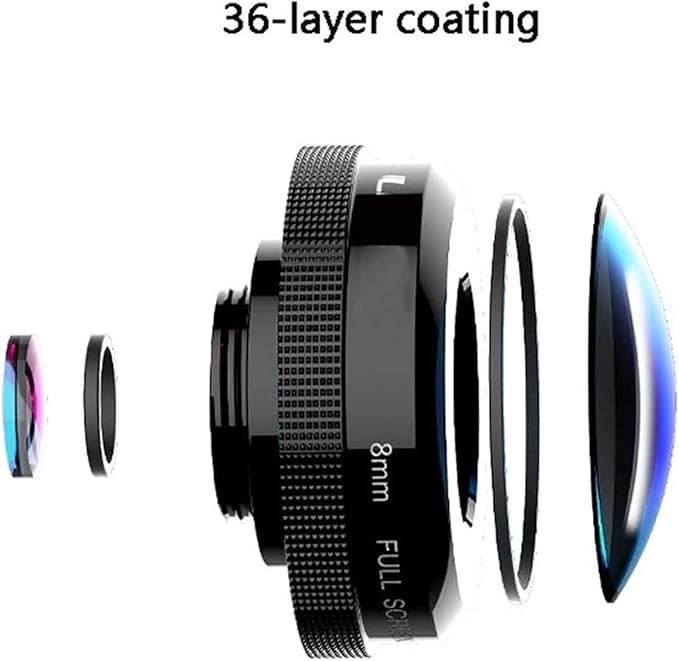 KouRy Phone Camera Lens Kit, 4K HD 8mm 235° Full Screen Fisheye Phone Lens,for Most Smart Phones,Easy to Use and Carry,Suitable for Daily Life/Outdoor Travel Lens