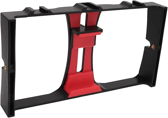 Smartphone Video Rig, Filmmaking Cage Camera Rig ABS Portable Handheld Smartphone Video Stabilizer Phone Camera Cage Handheld for Livestreaming Vlog (Red)