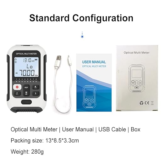 QIIRUN TM570 Mini Optical Power Meter with Visual Fault Locator and RJ45 Cable Tracker Powered by Li-on Battery 3 in 1 Fiber Optic Light Tester with OPM VFL RJ45