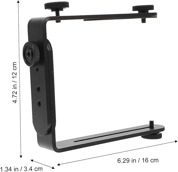 OSALADI Dual Shaped Metal Bracket for DSLR Camcorder Flash Light Holder Photography Accessory with Matte Non Slip Surface for Portrait and Landscape Shots