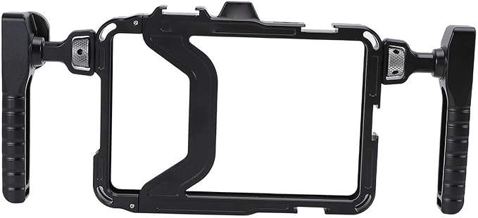 Phone Cage, Professional Aluminum Alloy Smartphone Video Rig with Rotatable Handles, Dedicated Shutter Key, Cold Shoe Mount, 1/4 3/8 Inch Mounting Screws, Compatible with 14 to