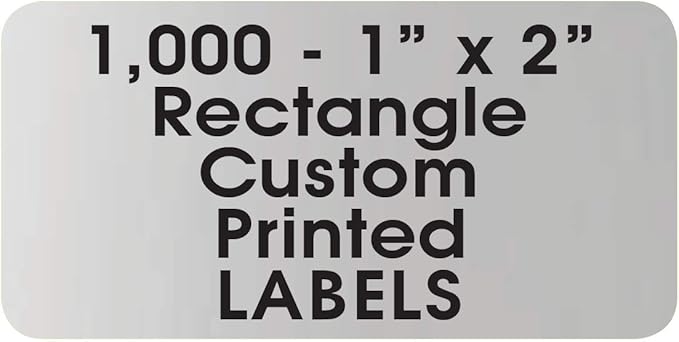 Printed Labels Rectangle 1" x 2" Custom Personalized Rolls, Quality Business Address Stickers, One Ink Color - (Made in The USA) (1000)