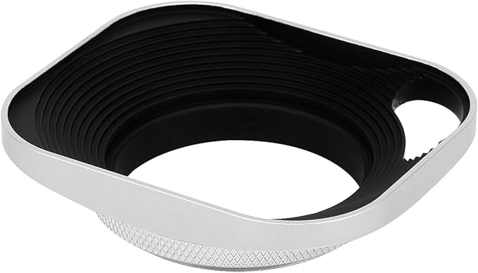Haoge LH-S43P 43mm Square Metal Screw-in Lens Hood Hollow Out Designed with Cap for Leica Rangefinder Camera with 43mm E43 Filter Thread Lens Silver