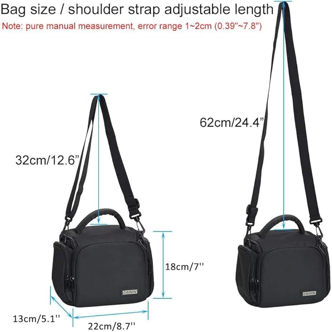 CADeN Compact Camera Shoulder Crossbody Bag Case Compatible for Nikon, Canon, Sony SLR/DSLR Mirrorless Cameras and Lenses Waterproof(1.0 S, Black)