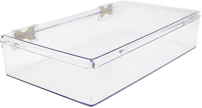 1 Clear Hard Plastic Box with Hinged Lid , 10 3/8" L x 6" W x 2" H, Plastic Display Case and Keepsake Storage Box, Made in USA by Gary Plastic Packaging