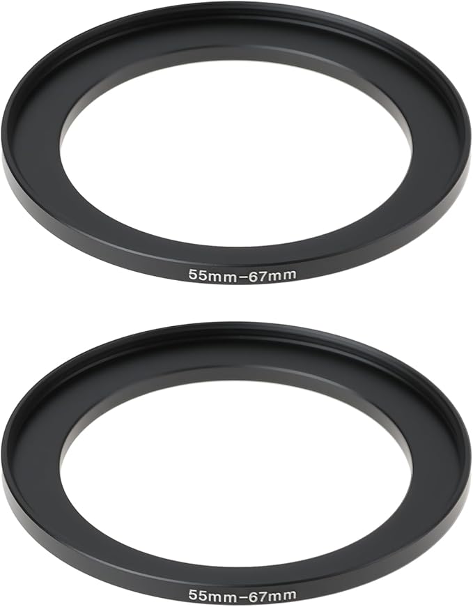 The Lord of the Tools 2Pcs Camera Filter Ring Adapter 55mm-67mm Aluminum Step-Up Ring Adapter for DSLR Lenses and ND UV CPL IR Filters