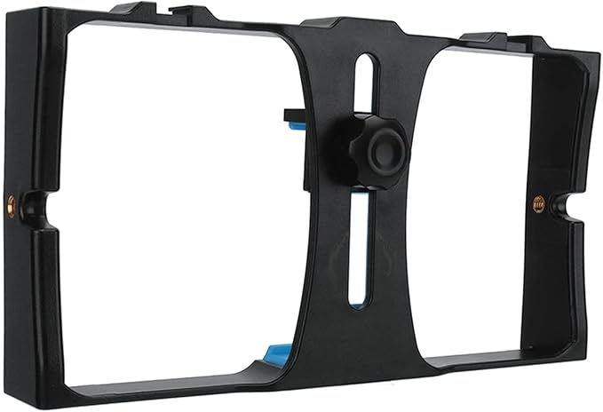 Smartphone Video Rig, Phone Video Camera Cage ABS Portable Handheld Smartphone Video Stabilizer Rig Filmmaking Cage Camera Rig Handheld Smartphone Video Rig for Livestreaming Vlog (Red) (Blue)
