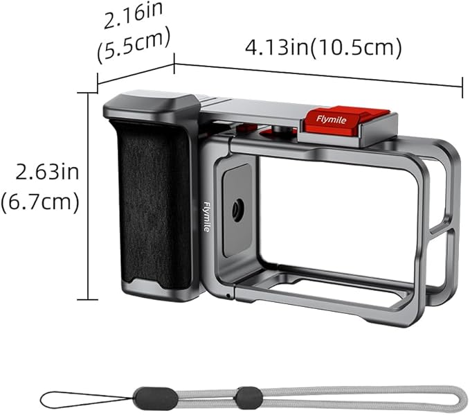 Handle Grip Kit for DJI Action 5 Pro, with Action 5 Pro Cage, Street Photography Quick Release Holder Mount, Shutter Button, Cold Shoe, 1/4 Threaded Hole for Tripod Selfie Stick