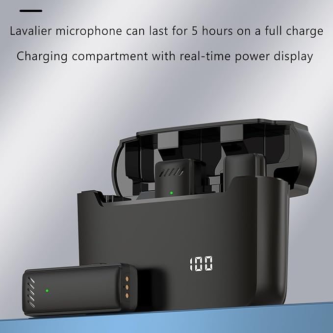 Wireless Lavalier Microphone for iPhone iPad, Video Recording Lapel Mic with Charging Compartment for Interview Video Podcast Vlog YouTube TikTok, Intelligent Noise Reduction, Plug and Play