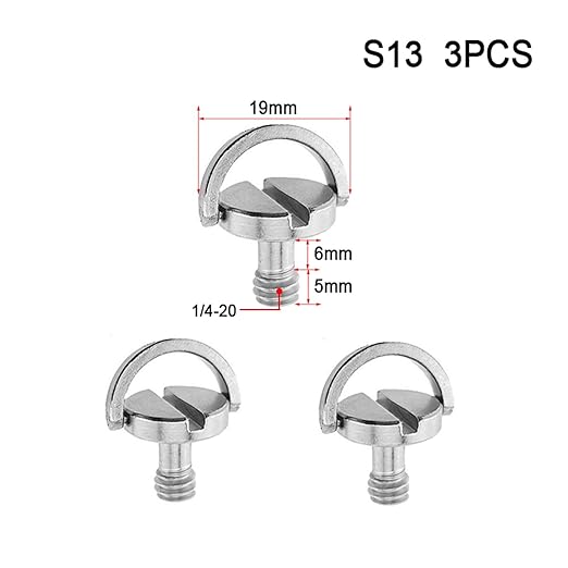 1/4 3/8 Camera Screw for Quick Release Plate 1/4 3/8 Inch D-Ring Screw Tripod Ballhead Mount Adapter Photography Accessories(S13 3PCS)
