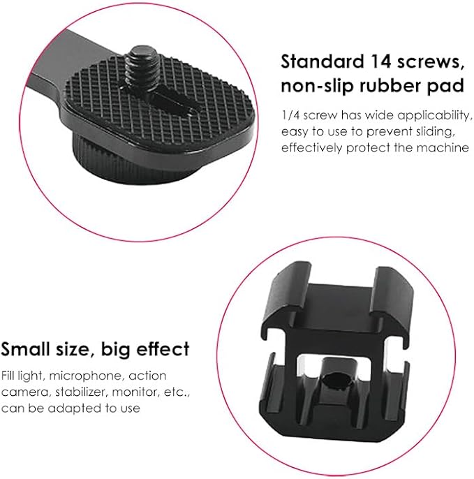 Triple Cold Shoe Mounts Plate Microphone Led Video Light Extension Bracket Microphone Stand Rig Compatible for DJI OSMO Mobile 3 2 OM 4 Zhiyun Smooth 4/Feiyu Vimble 2 Gimbal Stabilizer
