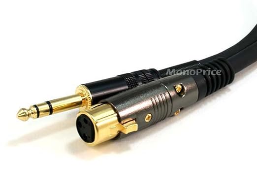 Monoprice 104767 1.5-Feet Premier Series XLR Female to 1/4-Inch TRS Male 16AWG Cable gold
