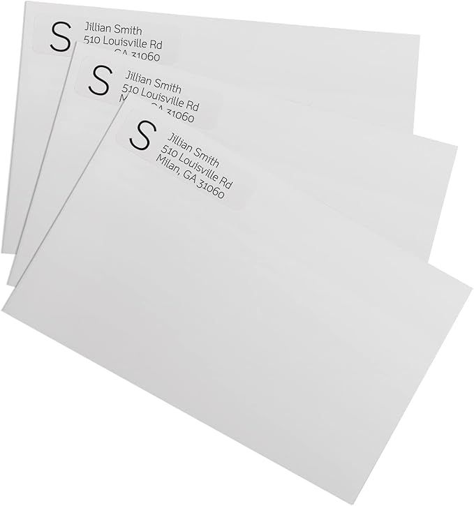 Clear Monogram Rolled Address Labels / 500 Personalized Return Address Labels/Designer Address Stickers in Elegant Plastic Dispenser