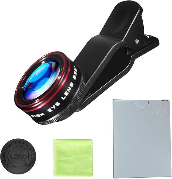 Phone Camera Lens, Clip on Cell HD Phone Fisheye Lens kit, 235° Fisheye Lens ，for Most iPhone Android Samsung Phones and Smartphones